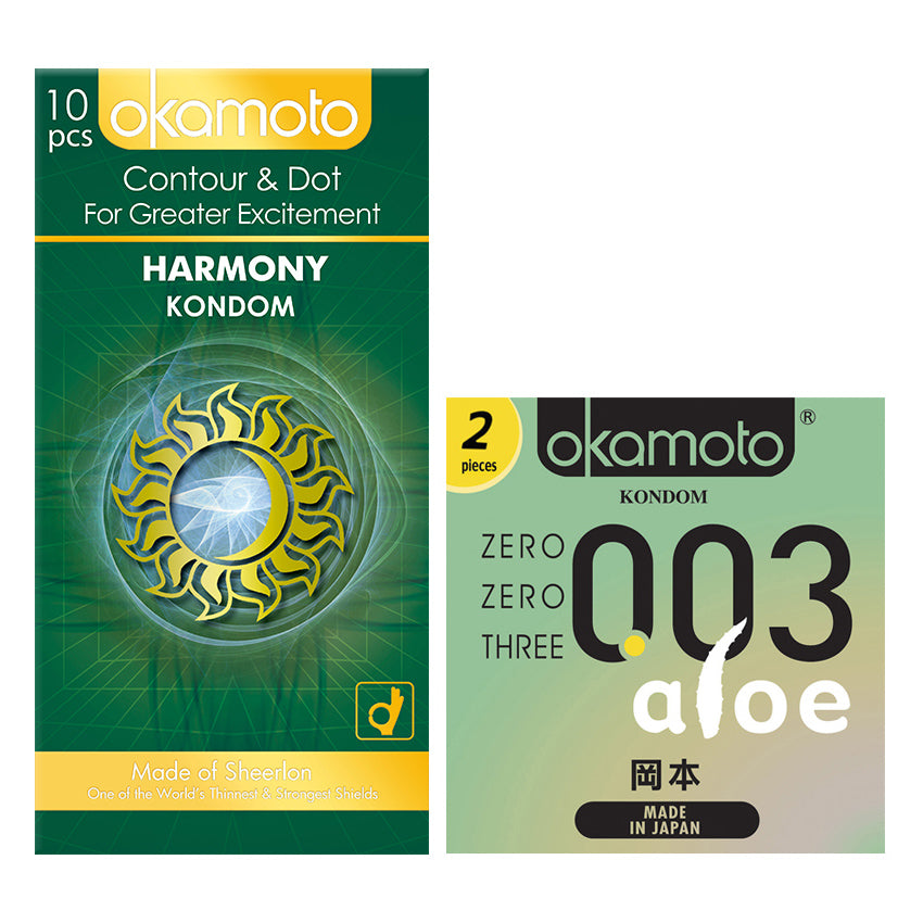 Okamoto Kondom Harmony - 10 Pcs Okamoto Kondom Aloe - 2 Pcs
