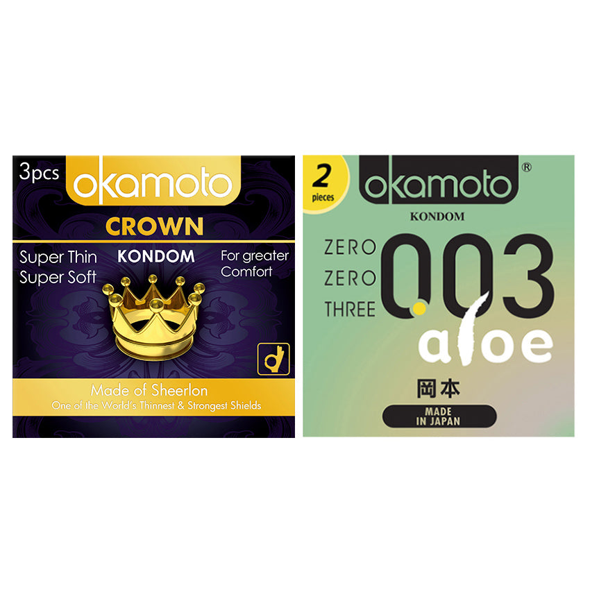 Okamoto Kondom Aloe - 2 Pcs Okamoto Kondom Crown - 3 Pcs