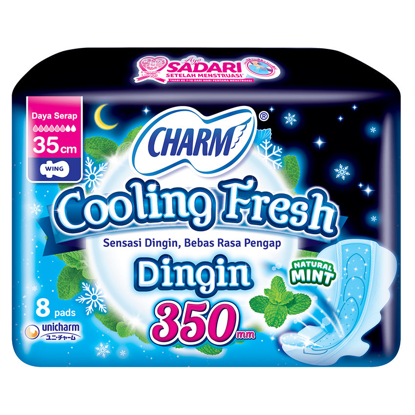 Gambar Charm Extra Comfort Cooling Fresh Night Wing 35cm - 8 Pads Jenis Perawatan Ms V