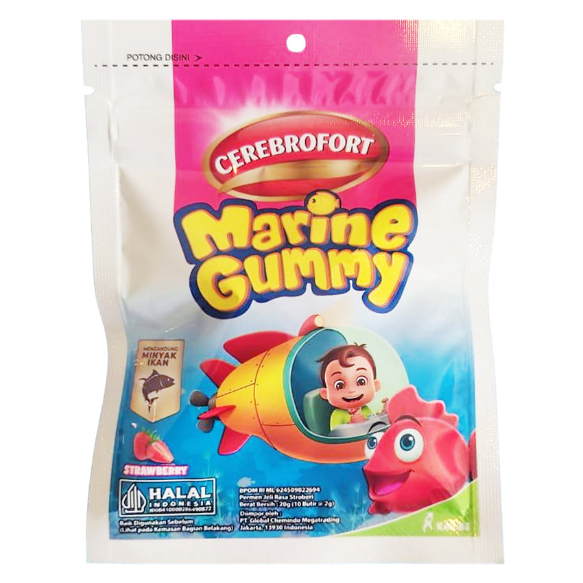 Cerebrofort Marine Gummy Rasa Strawberry - 10 Pcs