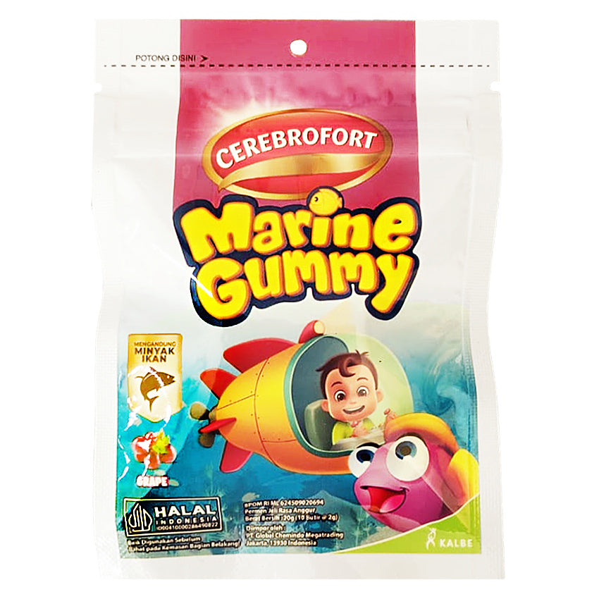 Gambar Cerebrofort Marine Gummy Rasa Anggur - 10 Pcs Suplemen Kesehatan