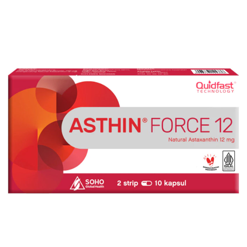 Asthin Force 12 Natural Astaxanthin 12mg Suplemen Kesehatan - 20 Kapsul