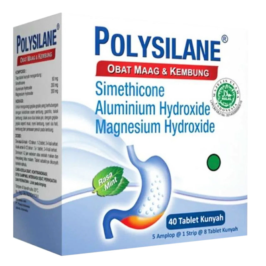 Polysilane Mint Obat Maag & Kembung - 40 Tablet