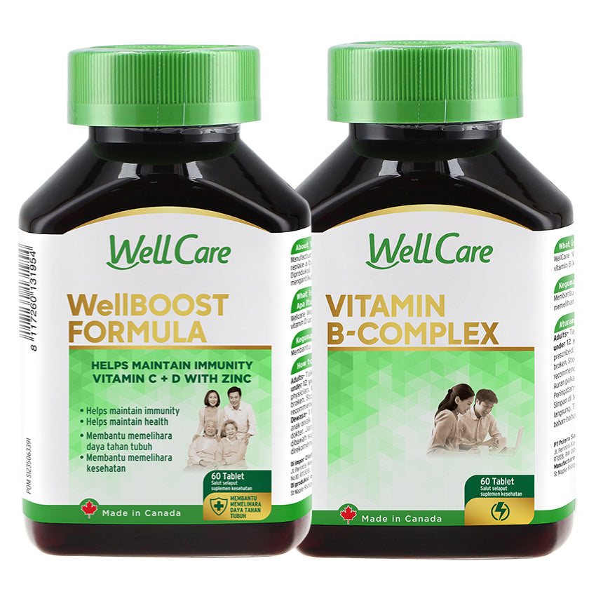Paket Bundling - Wellcare Vitamin B-Complex & Wellboost Formula Vitamin C + D + Zinc Isi 60 Tablet