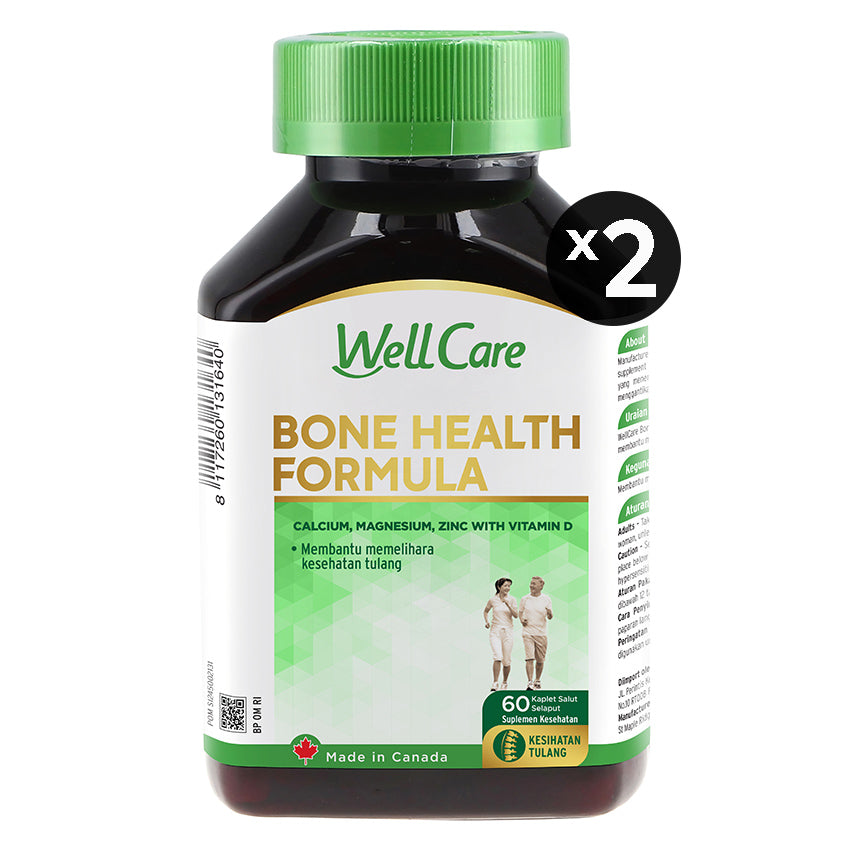 Paket Bundling - Wellcare Bone Health Formula Suplemen Kesehatan untuk Tulang & Sendi - 60 Tablets (2 Botol)