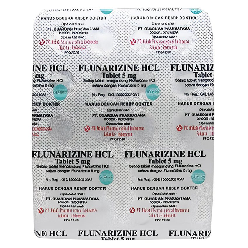 Gambar Flunarizine Hydrochloride 5 mg Obat Vertigo - 10 Tablet Obat