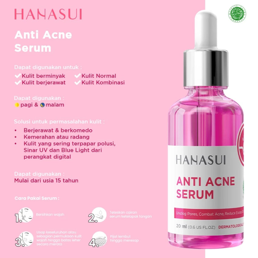 Hanasui Anti Acne Serum untuk Mengatasi Jerawat - 20 mL