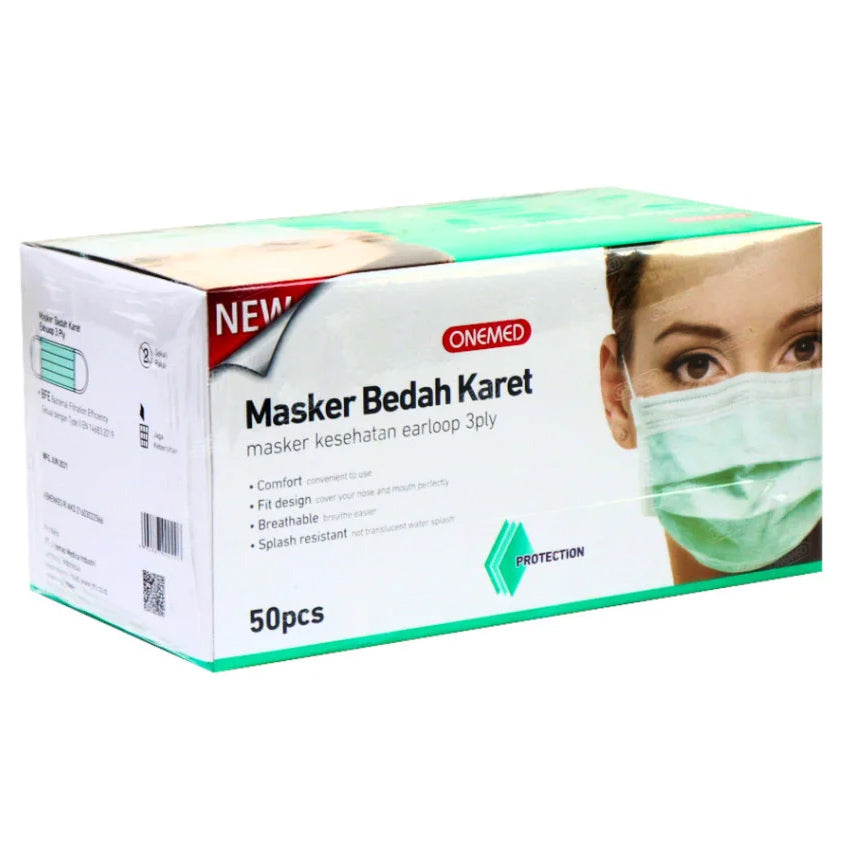 Onemed Masker Bedah Karet Earloop 3 Ply - 50 Pcs