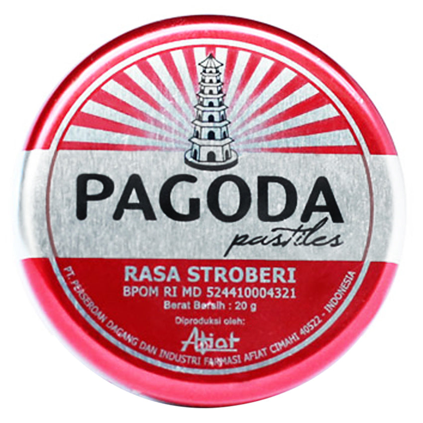 Pagoda Pastiles Permen Pereda Tenggorokan Strawberry - 20 gr