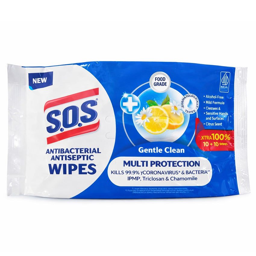 SOS Antibacterial Wipes - 20 Sheets