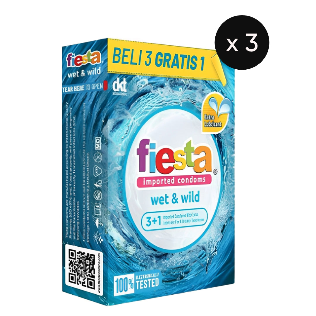 Fiesta Kondom Wet & Wild - 3 Pcs (3 Box)