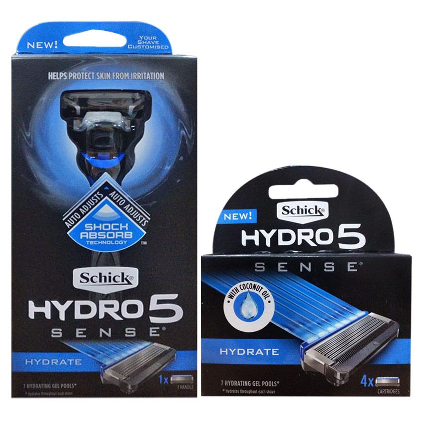 Gambar Schick Hydro 5 Sense Hydrate Kit - 1 Razor + 4 Cartridges Jenis Peralatan Cukur