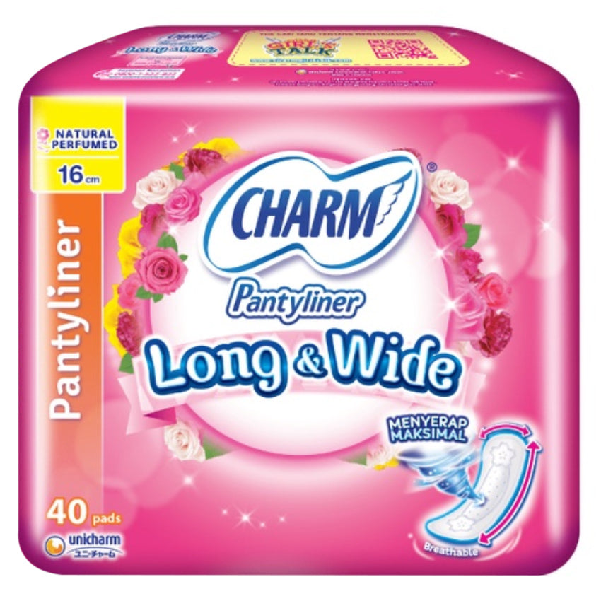 Charm Pantyliner Long & Wide Absorbent Fit Parfume - 40 Pads