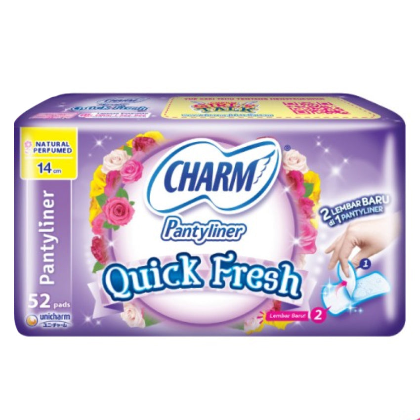 Gambar Charm Pantyliner Quick Fresh Natural Perfumed - 52 Pads Jenis Perawatan Ms V