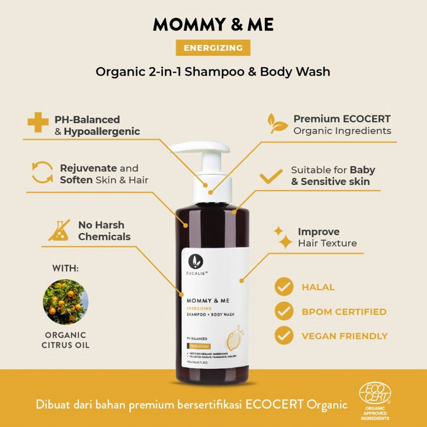 Eucalie Mommy & Me Organic Energizing Shampoo & Body Wash - 190 mL