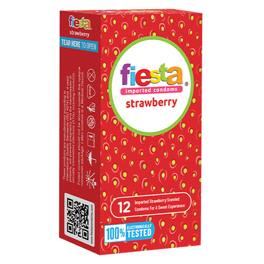 Fiesta Kondom Strawberry - 12 Pcs - Free Fiesta Lubricant Mix Variant Gel - 3 Sachet