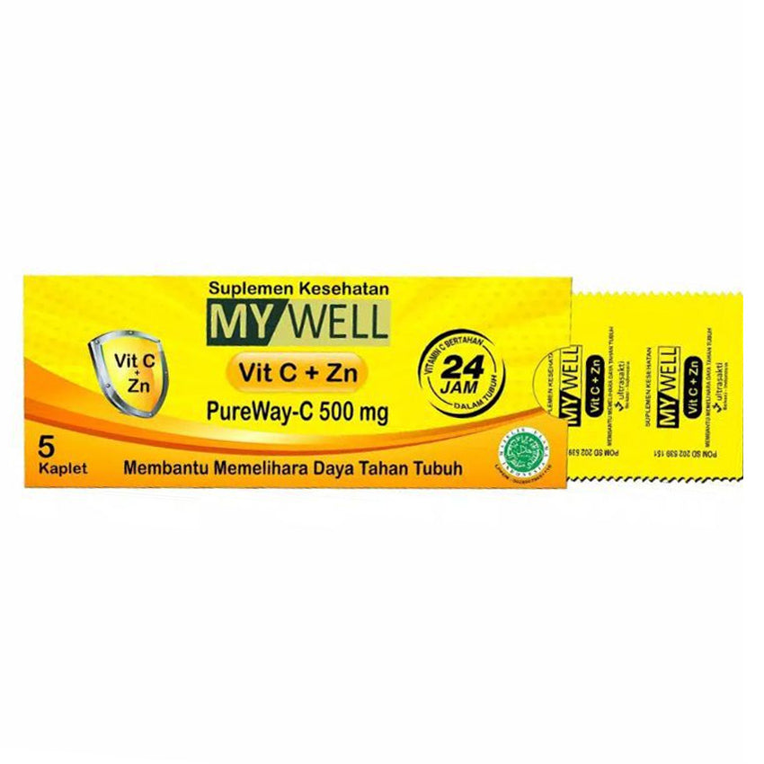 Gambar Mywell Vitamin C  Zinc - 5 Kaplet Jenis Suplemen Kesehatan