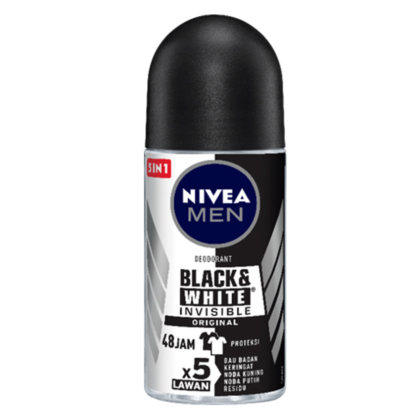 Gambar Nivea Men Invisible Black & White Deodorant Roll On - 50 mL Jenis Perawatan Pria