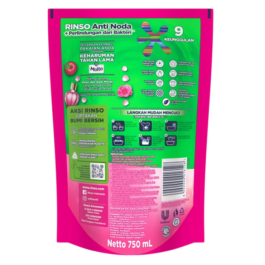 Gambar Rinso Molto Rose Fresh Liquid Detergent Pouch - 750 mL Perlengkapan Rumah