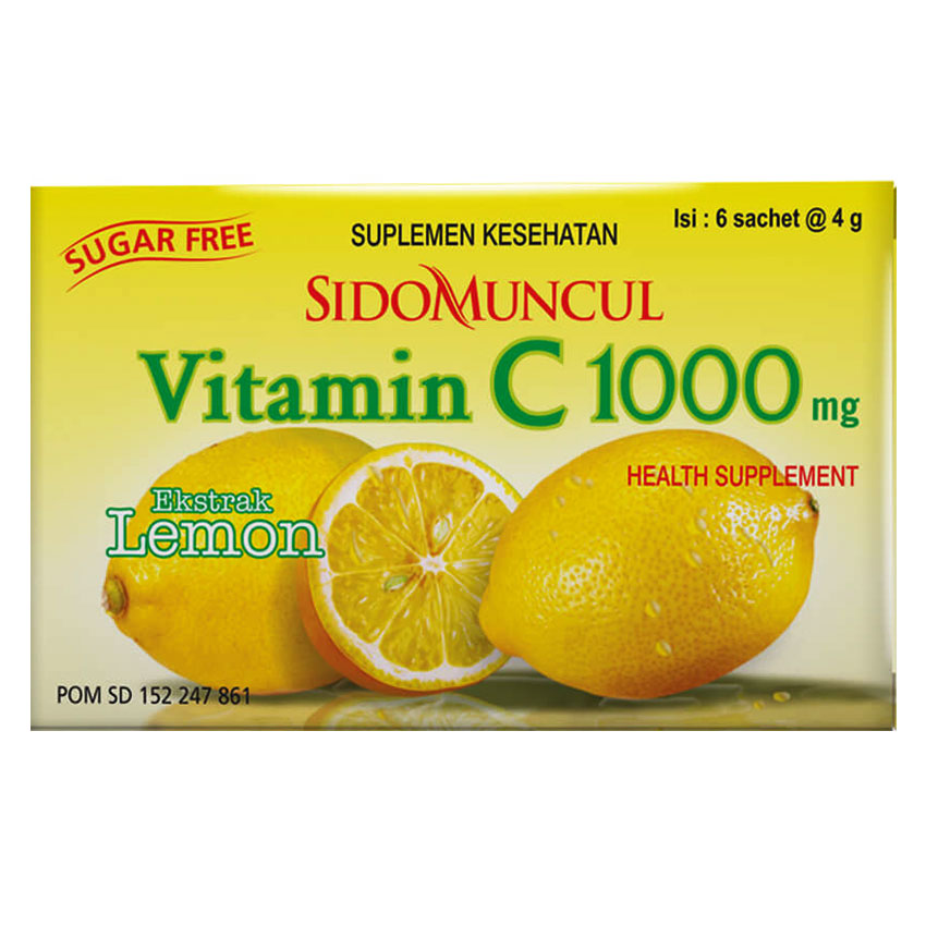 Gambar Sidomuncul Vitamin C 1000 mg Rasa Lemon - 6 Sachets Suplemen Kesehatan
