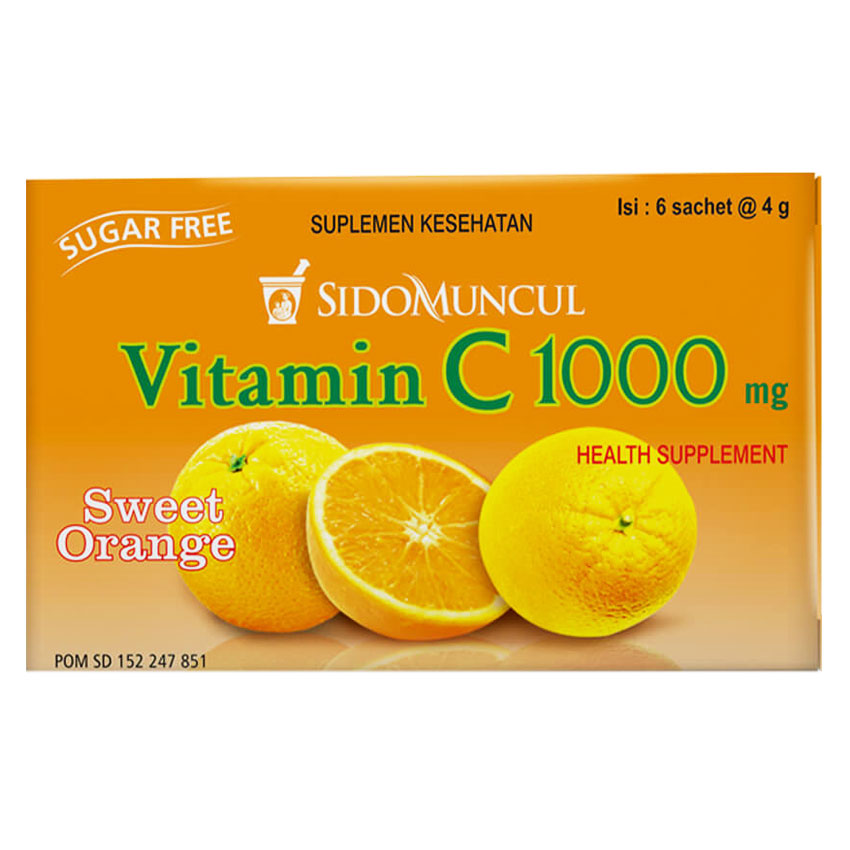 Gambar Sidomuncul Vitamin C 1000 mg Rasa Jeruk - 6 Sachets Suplemen Kesehatan
