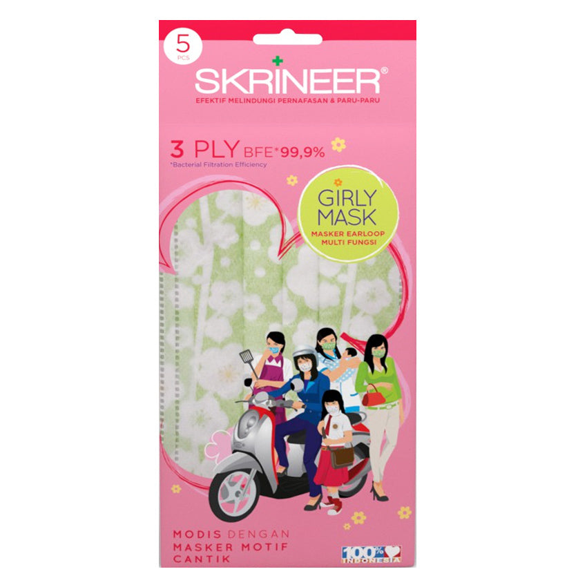 Skrineer Daily Mask Earloop 3 Ply Girly - 5 Pcs