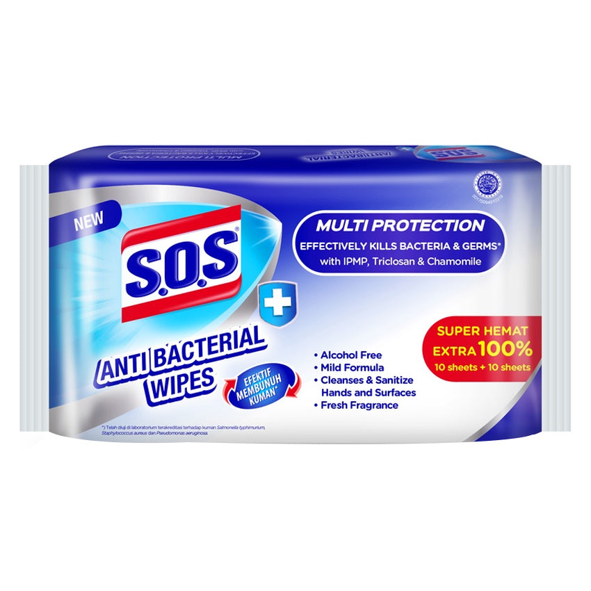 SOS Antibacterial Wipes - 20 Sheets