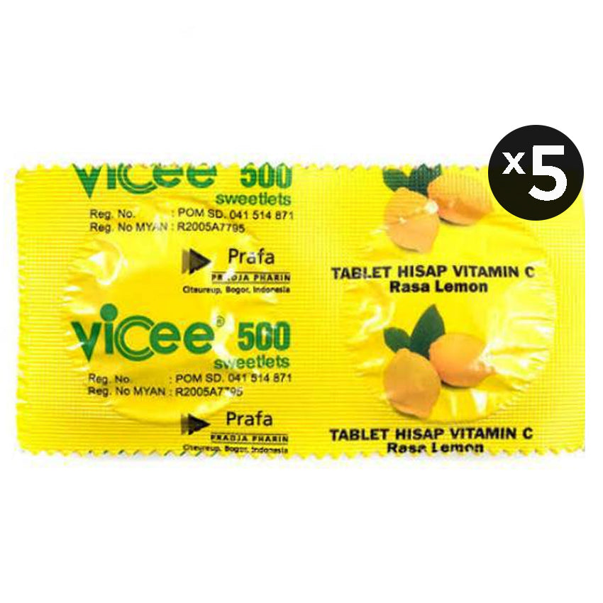 Gambar Vicee Vitamin C 500 mg Rasa Lemon - 10 Tablet Suplemen Kesehatan
