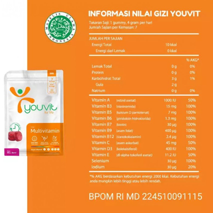 YouVit Multivitamin for Adults 7 days - 7 Gummies