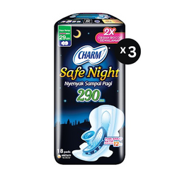 Gambar Pembalut Charm Safe Night 29cm - 18 Pads (3 Packs) Perawatan Ms V
