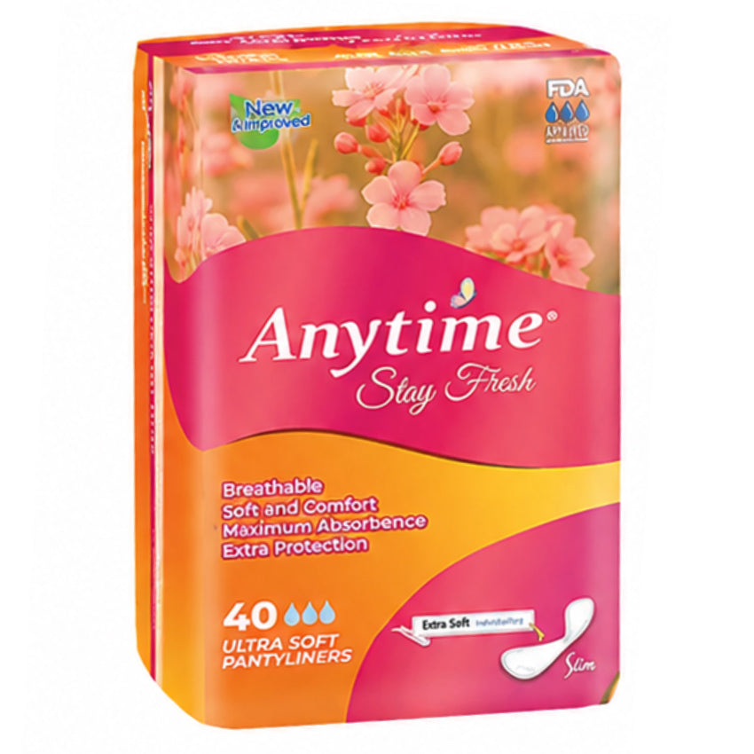 Anytime Stay Fresh Ultra Soft Pantyliners - 40 Pcs