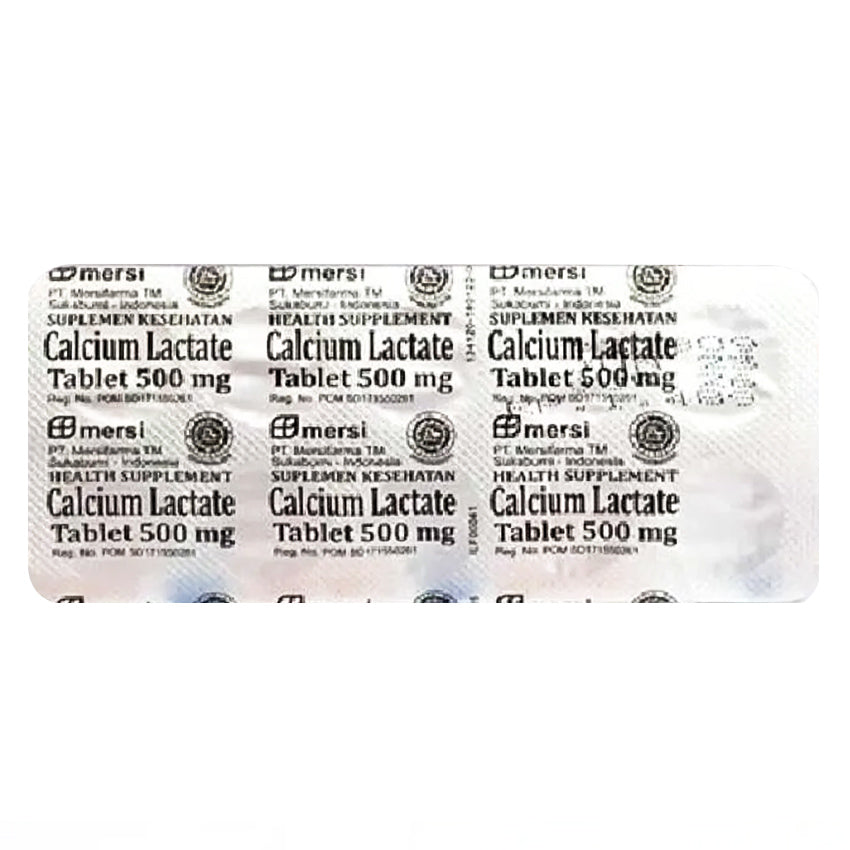 Calcium Lactate 500 mg Suplemen Kesehatan Tulang - 10 Tablet