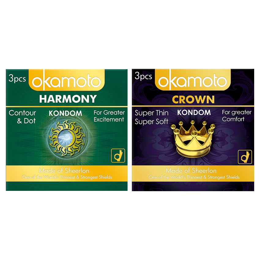 Okamoto Kondom Harmony - 3 Pcs + Okamoto Kondom Crown - 3 Pcs