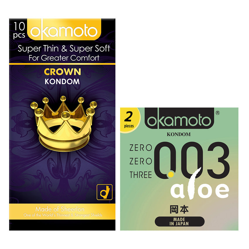 Okamoto Kondom Crown - 10 Pcs  Okamoto Kondom Aloe - 2 Pcs