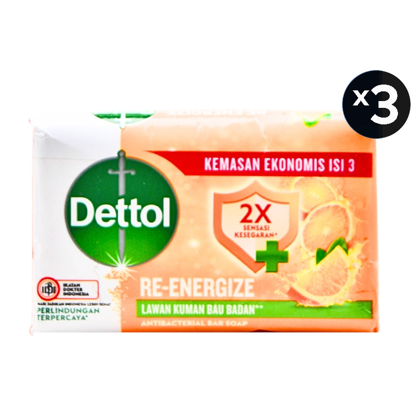 Dettol Bar Soap Reenergize - 100 gr [3 Pcs]