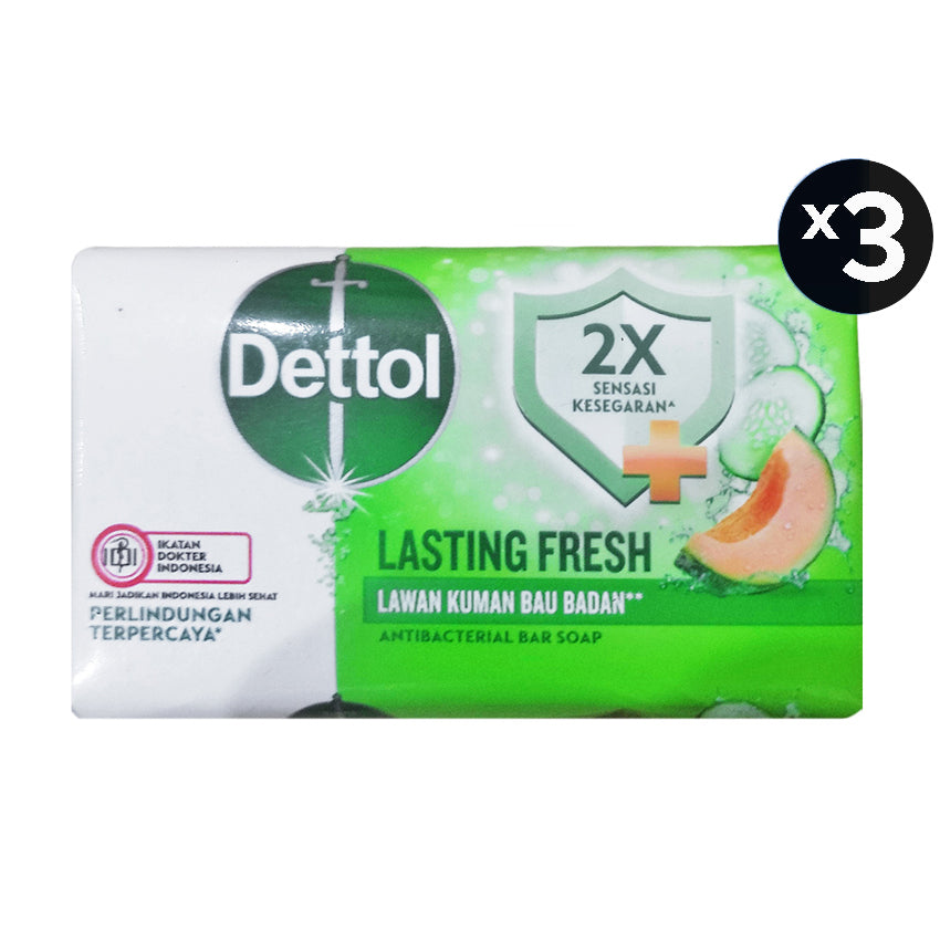 Dettol Bar Soap Lasting Fresh - 100 gr [3 Pcs]