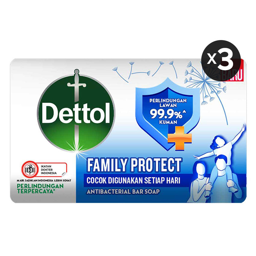 Gambar Dettol Bar Soap Family Protect - 100 gr [3 Pcs] Perawatan Tubuh