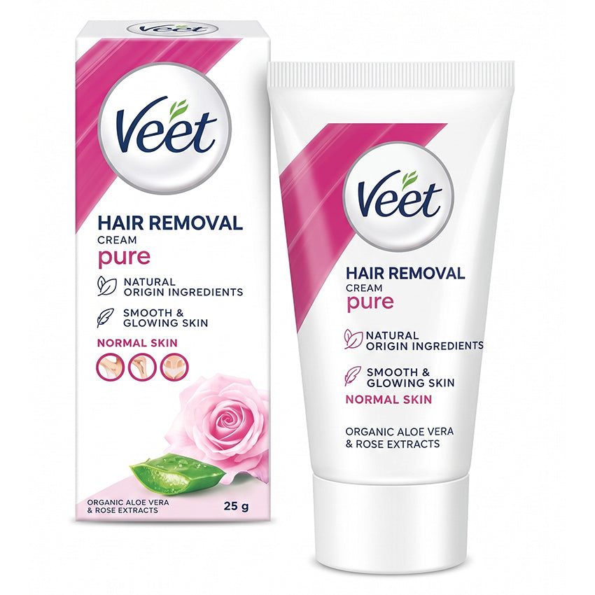 Veet Pure Hair Removal Cream Organic Aloe Vera & Rose Extracts - 25 gr