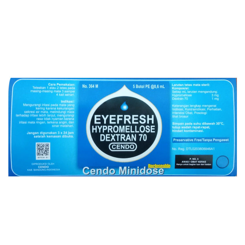 Gambar Cendo Eyefresh Minidose Obat Tetes Mata - 5 Tube Jenis Obat