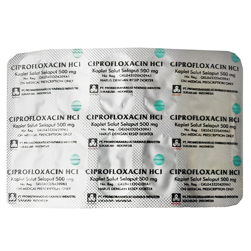 Ciprofloxacin 500 mg Obat Antibiotik - 10 Tablet [Promed]