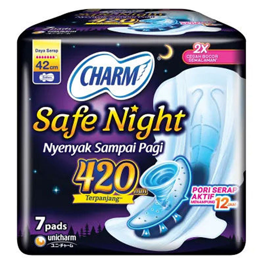 Gambar Charm Safe Night Gathers Wing 42cm - 7 Pads Perawatan Ms V