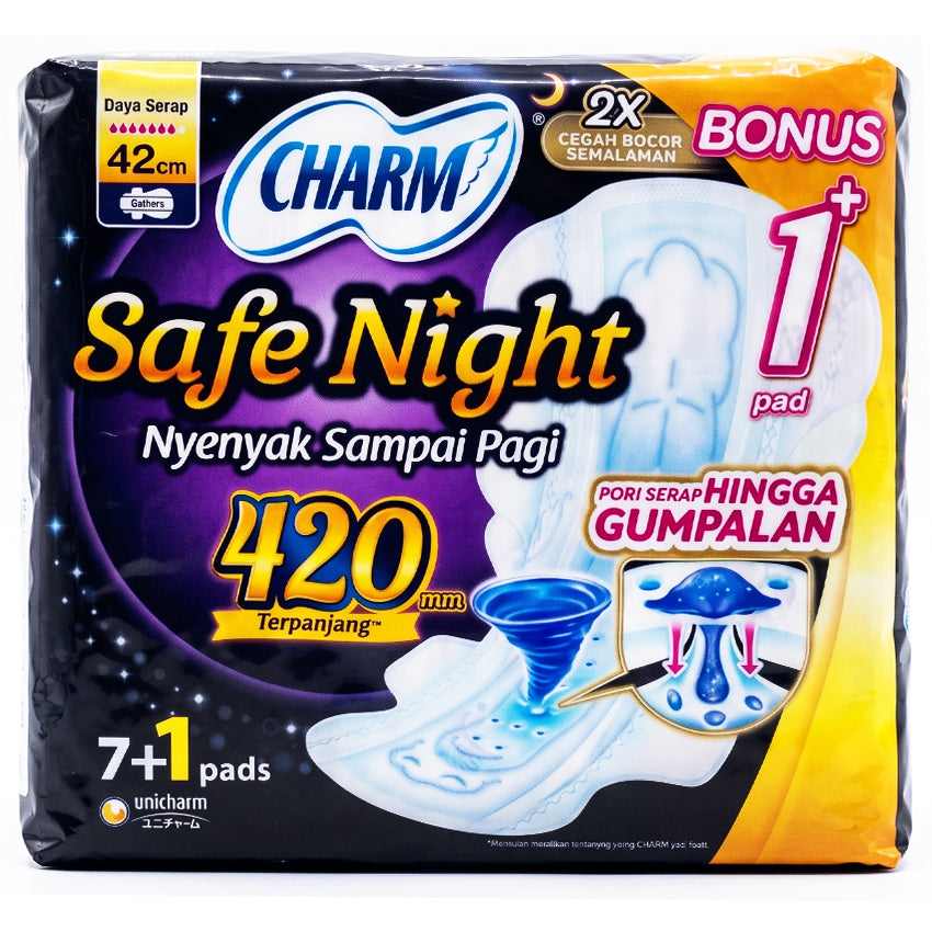 Charm Safe Night Gathers Wing 42cm - 7 Pads
