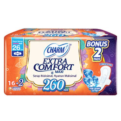Gambar Pembalut Charm Extra Comfort Maxi 26cm Wing - 18 pads Perawatan Ms V