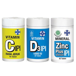 Gambar IPI Vitamin C + Vitamin D3 + Zinc Selenium (Isi 30-45 Tablet)- Paket Suplemen Daya Tahan Tubuh Suplemen Kesehatan