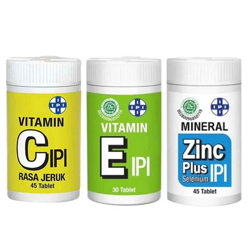 IPI Vitamin C + E + Zinc Selenium (Isi 30-45 Tablet)- Paket Suplemen Perawatan Kulit