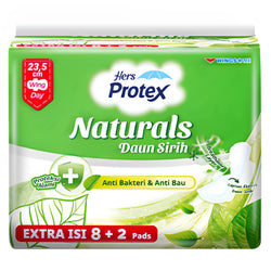 Gambar Hers Protex Naturals Daun Sirih Wing 23,5 cm - 8 Pads Perawatan Ms V