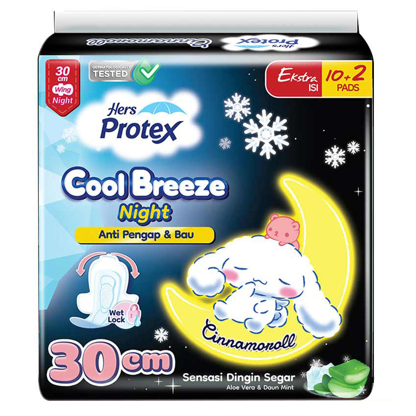 Hers Protex Cool Breeze Night Wing - 12 Pads