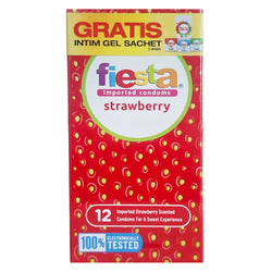 Gambar Fiesta Kondom Strawberry - 12 Pcs - Free Fiesta Lubricant Mix Variant Gel - 3 Sachet Kondom