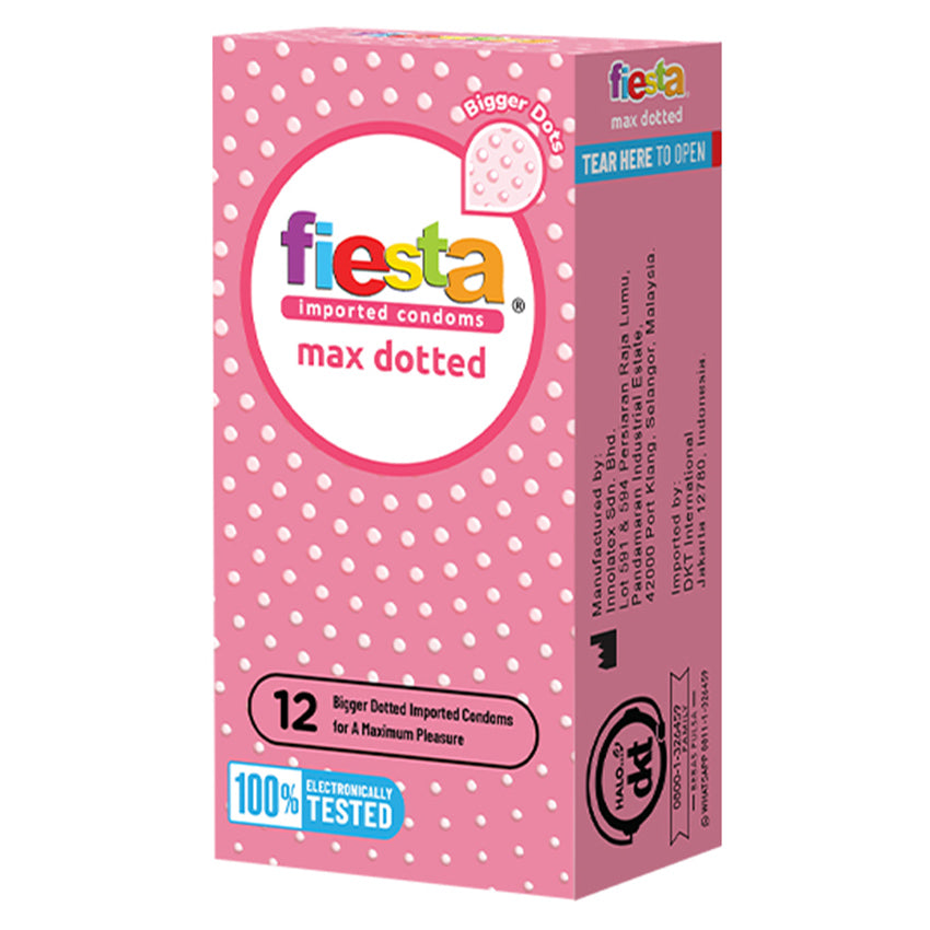 Fiesta Kondom Max Dotted - 12 Pcs | Free Fiesta Kondom Strawberry - 12 Pcs