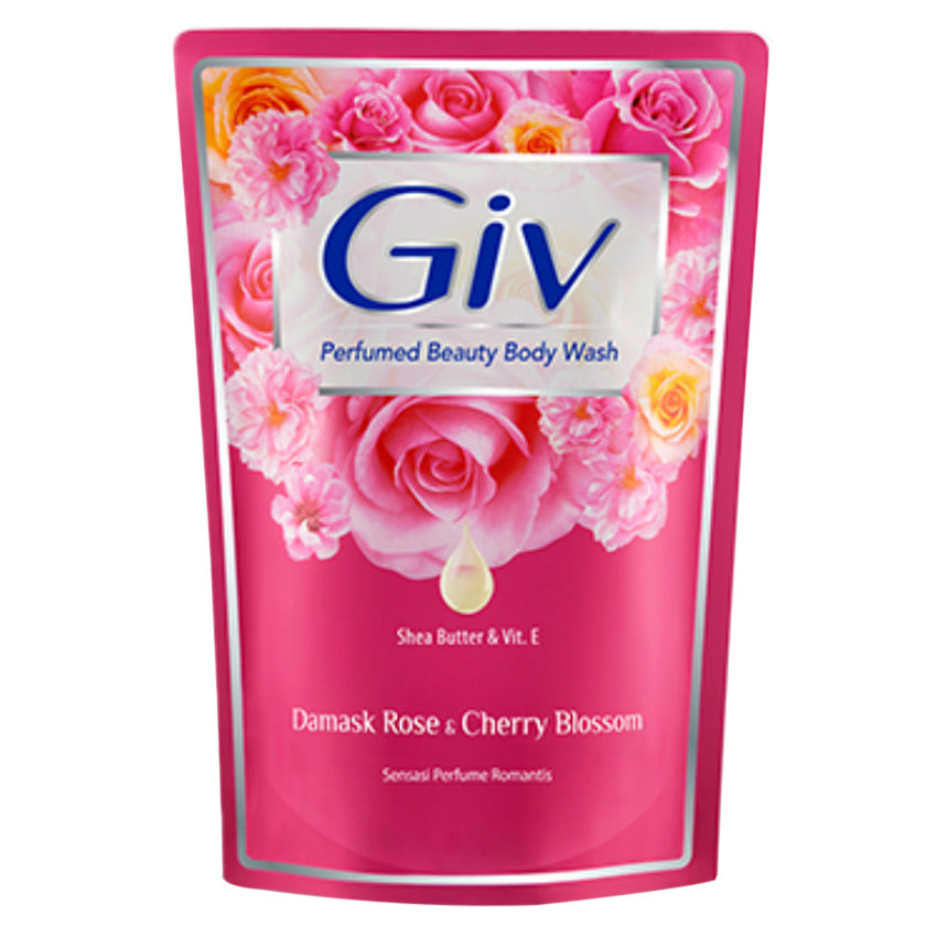 Gambar Giv Damask Rose & Cherry Blossom Body Wash Pouch - 450 mL Jenis Perawatan Tubuh